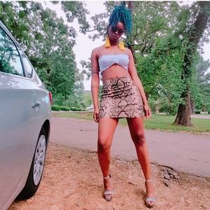 Snake Print Mini Skirt